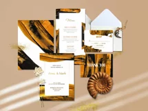 Abstract digital grunge black ang gold brush strokes Product Image 4