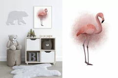 Watercolor pink flamingo, bird sublimation design png Product Image 3