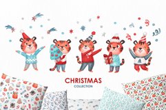 Watercolor Christmas Tigers Set Product Image 1