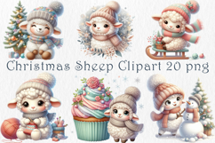 Cute Christmas Sheep Clipart, 20 png Product Image 1