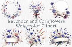 Lavender and Cornflowers Clipart, 30 png Product Image 1