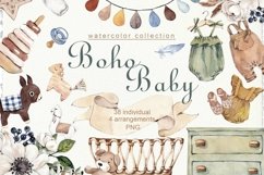 Watercolor Boho Baby Clipart Product Image 1