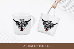 Highland Longhorn cow SVG DXF EPS PNG Product Image 2