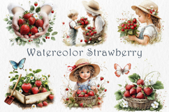 Watercolor Strawberry Clipart, 25 png Product Image 1