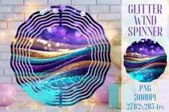 Glitter Wind Spinner Sublimation. Teal Violet Golden Waves Product Image 1