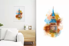 Watercolor London Big Ben fine art painting, print art png Product Image 2
