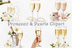 Prosecco &amp; Pearls Clipart, 25 png Product Image 1