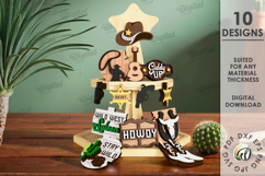Cowboy tiered tray decors Laser Cut. Western SVG Product Image 2