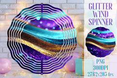 Glitter Wind Spinner Sublimation. Teal Violet Golden Waves Product Image 1
