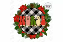 Christmas Nurse Png Buffalo Plaid Sublimation Design Groovy Product Image 1