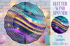 Glitter Wind Spinner Sublimation. Teal Violet Golden Waves Product Image 1