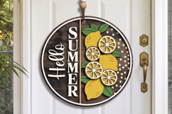 Hello Summer Lemon Round SVG Sign for Cricut &amp; Silhouette Product Image 1