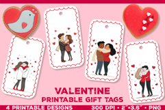 Printable Gift Tags with Cute Couple. Valentine gift tags Product Image 1