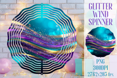 Glitter Wind Spinner Sublimation. Teal Violet Golden Waves Product Image 1