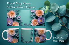 Floral Mug Design Sublimation, Paper Flowers Mug Cup Wrap Product Image 1