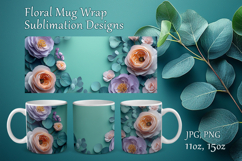 Floral Mug Design Sublimation, Paper Flowers Mug Cup Wrap Product Image 1
