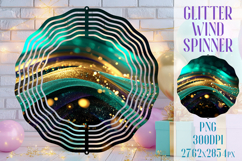 Glitter Wind Spinner Sublimation. Emerald Gold Waves Spinner Product Image 1