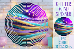 Glitter Wind Spinner Sublimation. Teal Violet Golden Waves Product Image 1