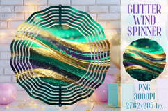 Glitter Wind Spinner Sublimation. Emerald Gold Waves Spinner Product Image 1