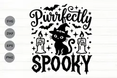 Purrfectly Spooky Svg, Halloween Witch Svg, Cat Witch Svg. Product Image 1