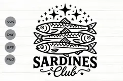 Sardines Club Svg, Sardine Fish Svg, Coastal Summer Svg. Product Image 1