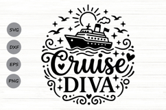Cruise Diva Svg, Cruise Ship Svg, Girls Cruise Svg. Product Image 1