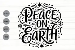 Peace On Earth Svg, Religious Christmas Svg, Faith Svg. Product Image 1