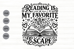 Reading Is My Favorite Escape Svg, Book Lover Svg. Product Image 1