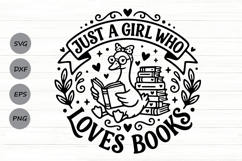Just A Girl Who Loves Books Svg, Book Lover Svg, goose Svg. Product Image 1
