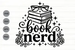 Book Nerd Svg, Book Lover Svg, Book Club Svg, Book Worm Svg. Product Image 1