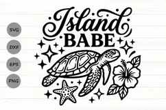 Island Babe Svg, Summer Vibes Svg, Sea Turtle Svg, Ocean Svg Product Image 1