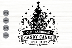 Old Fashioned Candy Canes Open Daily Svg, Candy Cane Svg. Product Image 1