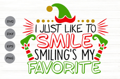 I Just Like To Smile Svg, Christmas Elf Svg, Elf Hat Svg. Product Image 1