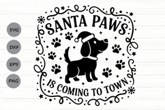 Santa Paws Is Coming To Town Svg, Funny Dog Christmas Svg. Product Image 1
