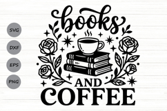 Books And Coffee Svg, Book Lover Svg, Coffee Lover Svg. Product Image 1