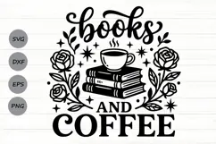 Books And Coffee Svg, Book Lover Svg, Coffee Lover Svg. Product Image 1