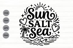 Sun Salt Sea Svg, Summer Vibes Svg, Beach Vacation Svg. Product Image 1