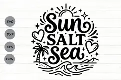 Sun Salt Sea Svg, Summer Vibes Svg, Beach Vacation Svg. Product Image 1