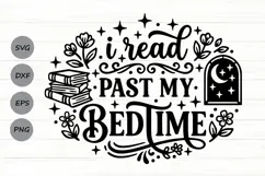 I Read Past My Bedtime Svg, Book Lover Svg, Book Club Svg. Product Image 1
