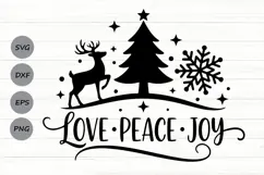 Love Peace Joy Svg, Farmhouse Christmas Svg, Winter Svg. Product Image 1