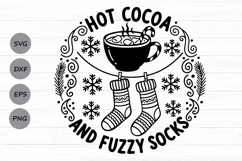 Hot Cocoa And Fuzzy Socks Svg, Christmas Hot Chocolate Svg. Product Image 1