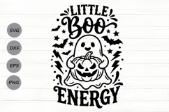 Little Boo Energy Svg, Funny Halloween Svg, Cute Ghost Svg. Product Image 1