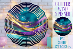 Glitter Wind Spinner Sublimation. Teal Violet Golden Waves Product Image 1