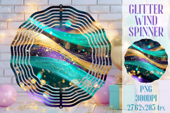 Glitter Wind Spinner Sublimation. Emerald Gold Waves Spinner Product Image 1