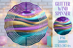 Glitter Wind Spinner Sublimation. Teal Violet Golden Waves Product Image 1