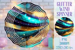 Glitter Wind Spinner Sublimation. Emerald Gold Waves Spinner Product Image 1