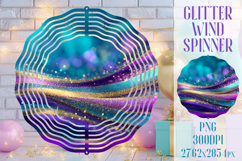 Glitter Wind Spinner Sublimation. Teal Violet Golden Waves Product Image 1