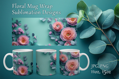 Floral Mug Design Sublimation, Paper Flowers Mug Cup Wrap Product Image 1