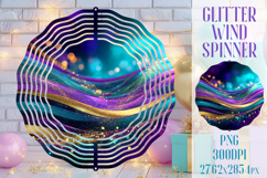 Glitter Wind Spinner Sublimation. Teal Violet Golden Waves Product Image 1