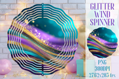 Glitter Wind Spinner Sublimation. Teal Violet Golden Waves Product Image 1